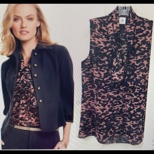 Cabi 9 to 5 leopard tie neck blouse. Size large